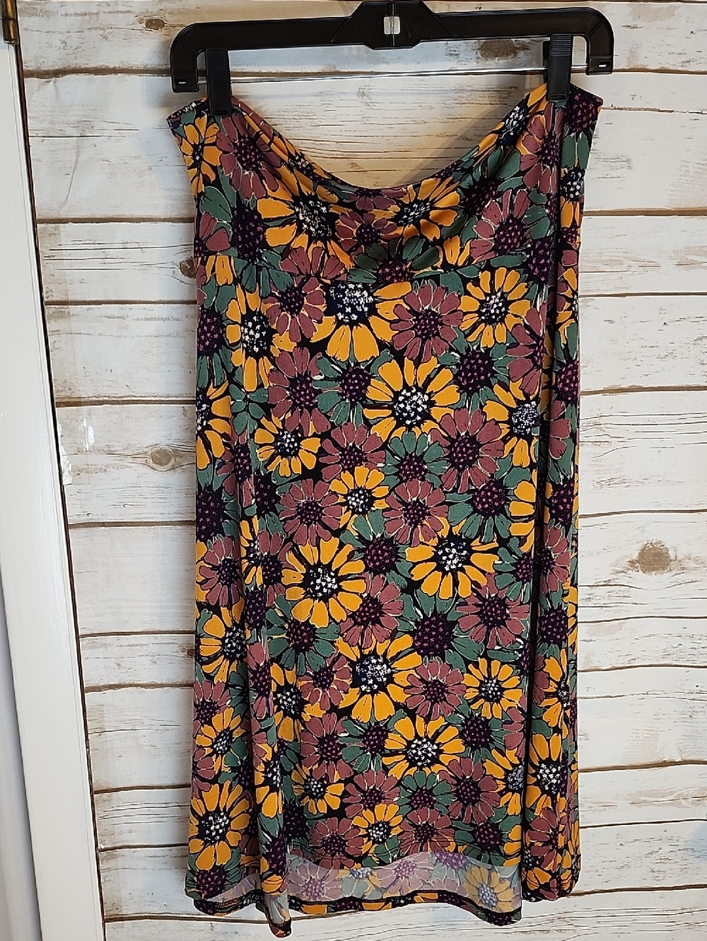 LuLaRoe Azure Skirt Floral Mustard, Mauve & Green Size XL